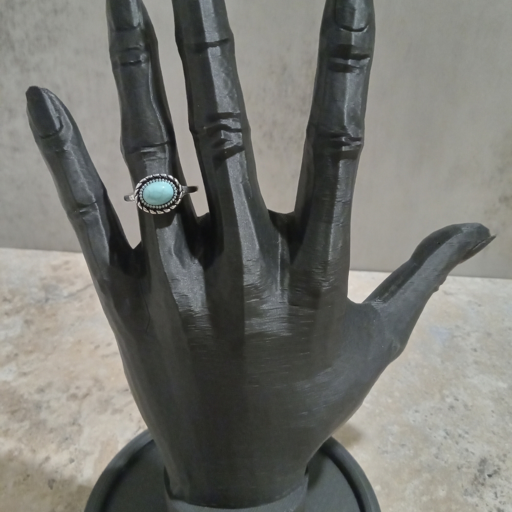 Silver Tone Ring with Light Blue Stone